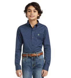 Ariat Ariat Boy's Dante Pacific Blue Long Sleeve Shirt