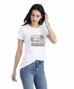 Ariat Ariat Ladies White Heather Monument Sunset Tee -Ariat Store ariat ariat ladies white heather monument sunset t 1
