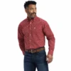Ariat Ariat Men's Noland Red Long Sleeve Shirt -Ariat Store ariat ariat mens noland red long sleeve shirt
