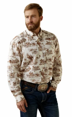 Ariat Ariat Men's Wrinkle Resist Paniolo Western Aloha Stretch Classic Fit Button Down Shirt