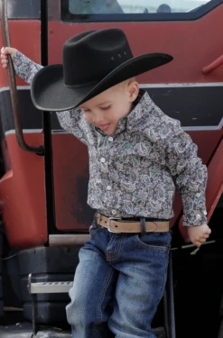 Cinch Cinch Boy's Grey Paisley Patterned Shirt
