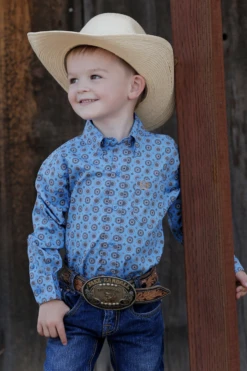 Cinch Cinch Boy's Toddler Blue Patterned Shirt
