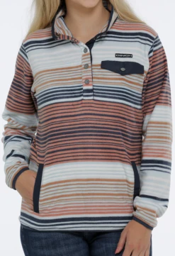 Cinch Cinch Ladies Blanket Stripe Polar Fleece Pullover