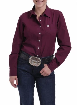 Cinch Cinch Ladies Burgundy Long Sleeve Shirt