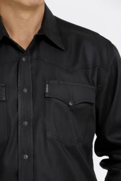 Cinch Cinch Men's Black Solid Long Sleeve Shirt -Ariat Store cinch cinch mens black solid long sleeve shirt 1