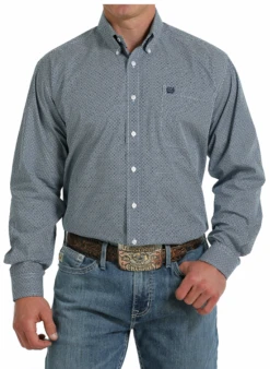 Cinch Cinch Men's Blue Patterned Long Sleeve Shirt -Ariat Store cinch cinch mens blue patterned long sleeve shirt 1