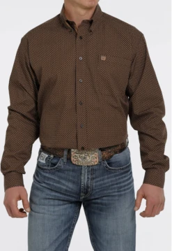 Cinch Cinch Men's Brown Long Sleeve Shirt
