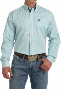 Cinch Cinch Men's Teal Striped Button Up Shirt