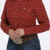 Cinch Cinch Women's Red Patterned Long Sleeve Shirt -Ariat Store cinch cinch womens red patterned long sleeve shirt