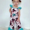 Clover Cottage Clover Cottage Cowhide Turquoise Girls Romper -Ariat Store clover cottage clover cottage cowhide turquoise gi