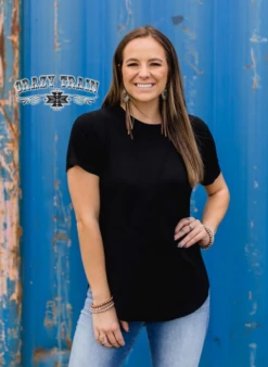 Crazy Train Crazy Train Ladies Just Peachy Black Top C5 Small