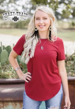 Crazy Train Crazy Train Ladies Solid Choice Maroon Tee