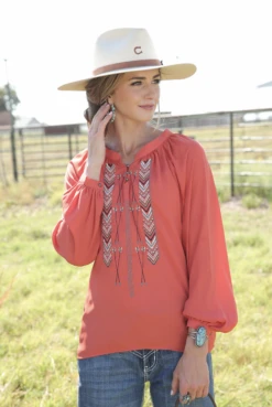 Cruel Girl Cruel Girl Coral Peasant Blouse