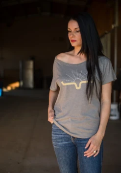 Kimes Ranch Ladies' Grey Sunrise Tee Size Large
