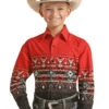 Panhandle Panhandle Boy's Aztec Border Snap Front Shirt -Ariat Store panhandle panhandle boys aztec border snap front s