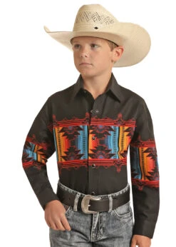 Panhandle Panhandle Boy's Black Western Shirt
