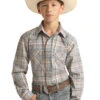 Panhandle Panhandle Boys Blue And Tan Plaid Snap Front Shirt -Ariat Store panhandle panhandle boys blue and tan plaid snap f