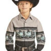 Panhandle Panhandle Boy's Cowboy Aztec Print Shirt C4 -Ariat Store panhandle panhandle boys cowboy aztec print shirt