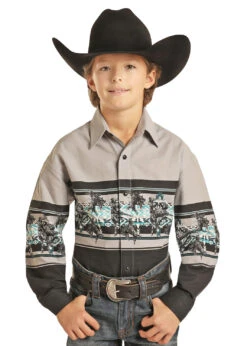 Panhandle Panhandle Boy's Cowboy Aztec Print Shirt C4