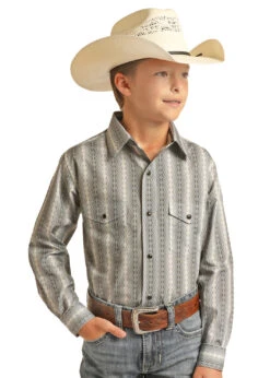 Panhandle Panhandle Boy's Vertical Print Snap Front Shirt