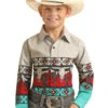 Panhandle Panhandle Boy's Western Steer Long Sleeve Shirt -Ariat Store panhandle panhandle boys western steer long sleeve