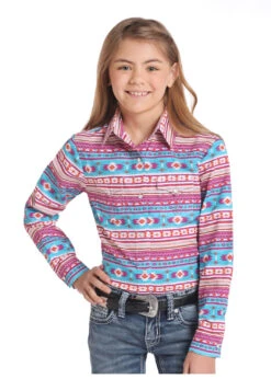 Panhandle Panhandle Girl's Pink Snap Front Shirt Size Large