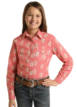 Panhandle Panhandle Girl's Rose Pink Cactus Shirt