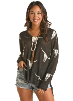 Panhandle Panhandle Ladies Longhorn Sweater