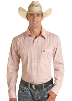 Panhandle Panhandle Men's Peach Plaid Snap Shirt