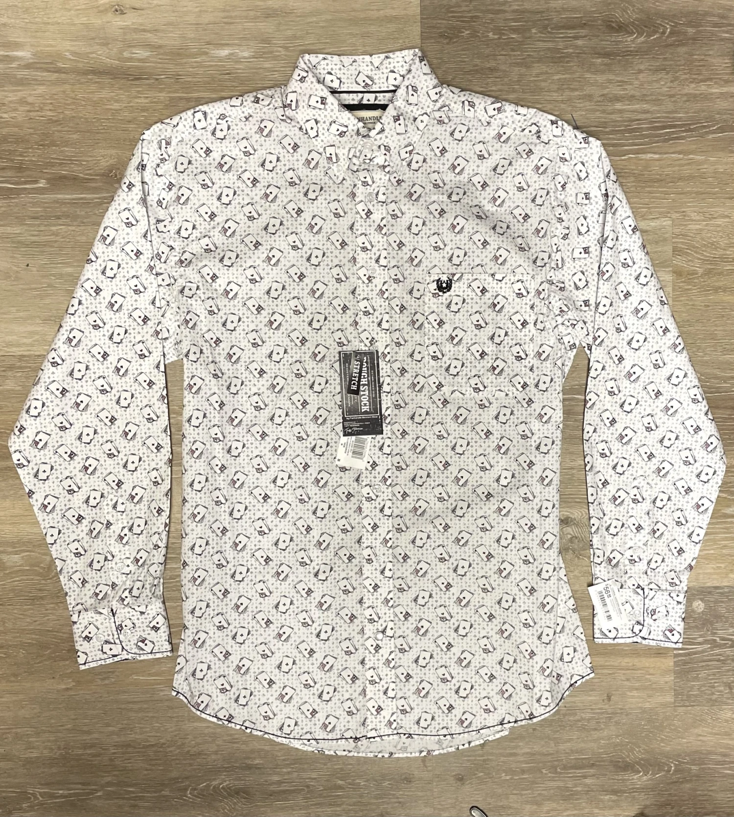 Panhandle Panhandle Men's White Card Suit Pattern Shirt 3 Panhandle Panhandle Men's White Card Suit Pattern Shirt