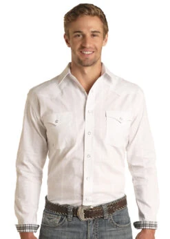 Panhandle Panhandle Men's White Long Sleeve Snap Shirt Medium -Ariat Store panhandle panhandle mens white long sleeve snap sh 1