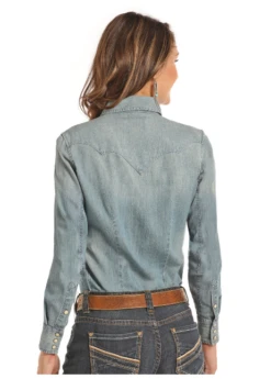 Panhandle Panhandle Women's Denim Snap Front Shirt C4 -Ariat Store panhandle panhandle womens denim snap front shirt 3