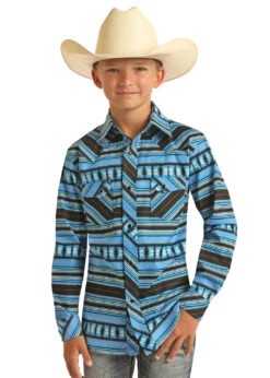 Panhandle Rock & Roll Cowboy Boy's Aztec Snap Front Shirt