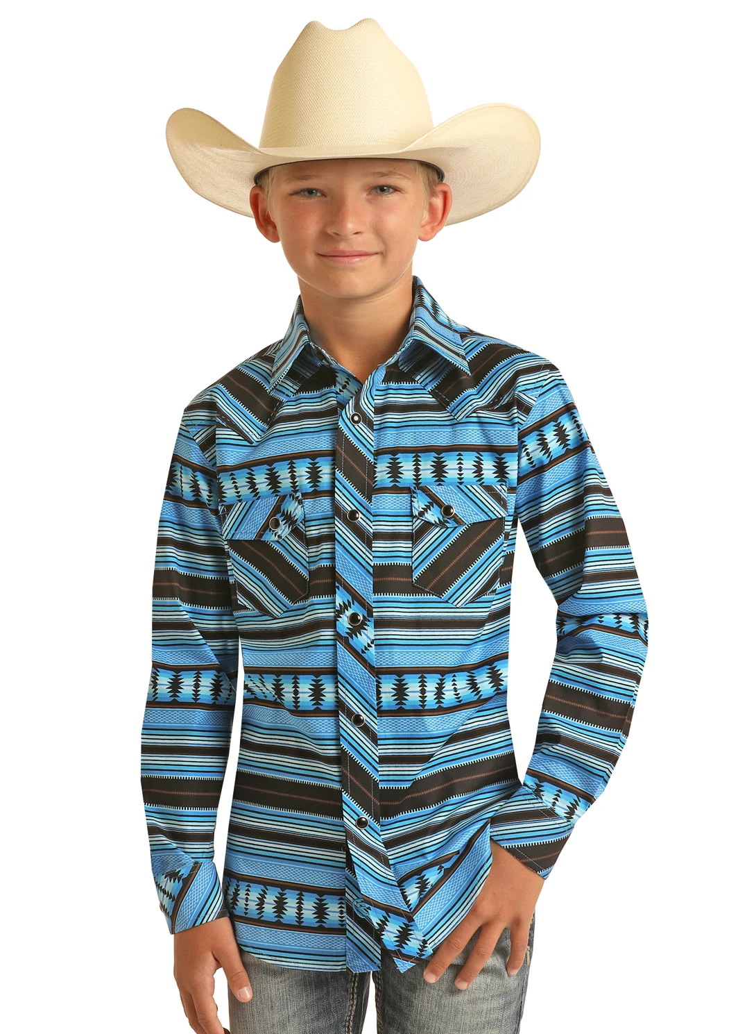 Panhandle Rock & Roll Cowboy Boy's Aztec Snap Front Shirt