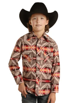 Panhandle Rock & Roll Cowboy Boy's Aztec Snap Front Shirt C4