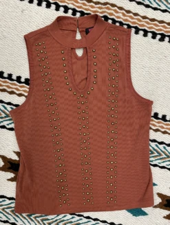 Panhandle Rock & Roll Cowgirl Rust Dotted Tank Top