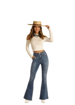 Panhandle Rock & Roll Cowgirl Women's High Rise Flare Jean -Ariat Store panhandle rock roll cowgirl womens high rise flare 3