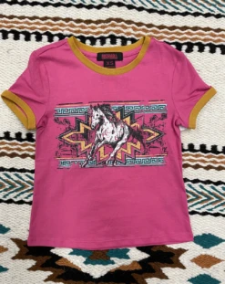 Panhandle Rock & Roll Cowgirl's Hot Pink Horse Tee