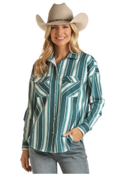 Panhandle Rock & Roll Ladies Dale Brisby Stripe Snap Front Shirt