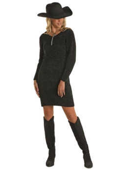 Panhandle Rock & Roll Women's Black Chenille Knit Dress