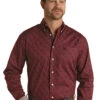Panhandle Rough Stock Men's Burgundy Button Down Shirt -Ariat Store panhandle rough stock mens burgundy button down sh
