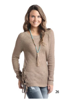 Panhandle Women's Taupe Laced Sweater Size Small