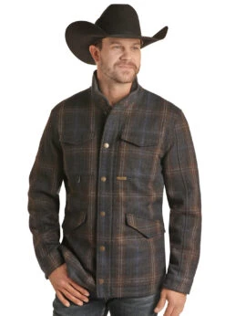POWDER RIVER OUTFITTERS Powder River Men's Plaid Wool Coat C4 Size 4X -Ariat Store powder river outfitters powder river mens plaid wo 3