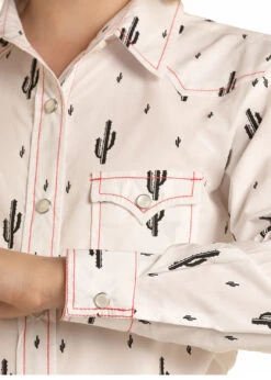 Rock And Roll Cowgirl R&R Cowgirl Girl's Cactus Print Snap Front Shirt -Ariat Store rock and roll cowgirl r r cowgirl girls cactus pri 2