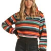 Rock And Roll Cowgirl R&R Cowgirl Striped Fluffy Pullover RRWT91R0BY C4 -Ariat Store rock and roll cowgirl r r cowgirl striped fluffy p