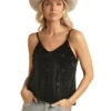 Rock And Roll Cowgirl Rock & Roll Cowgirl Black Shimmer Tank -Ariat Store rock and roll cowgirl rock roll cowgirl black shim