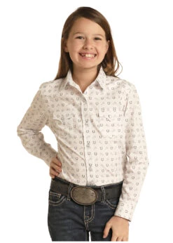 Rock And Roll Cowgirl Rock & Roll Cowgirl Girl's Horseshoe Snap Front Shirt