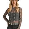 Rock And Roll Cowgirl Rock & Roll Cowgirl Sheer Snake Print Top -Ariat Store rock and roll cowgirl rock roll cowgirl sheer snak