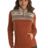 Rock And Roll Cowgirl Rock & Roll Cowgirl Zip Rust Pullover -Ariat Store rock and roll cowgirl rock roll cowgirl zip rust p