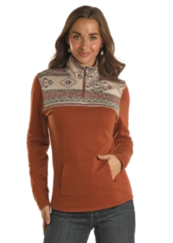 Rock And Roll Cowgirl Rock & Roll Cowgirl Zip Rust Pullover